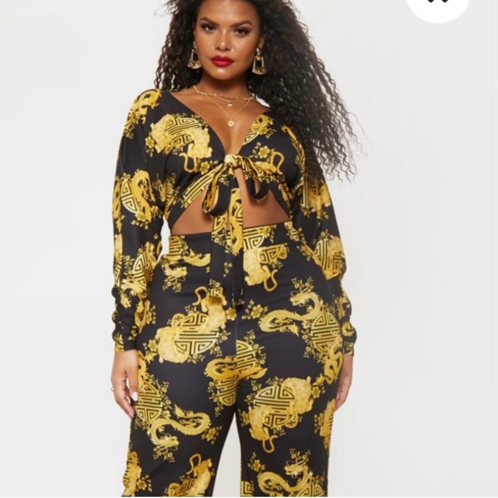 Black & Gold Chain Print Jumpsuit